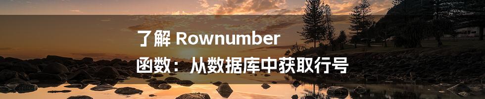 了解 Rownumber 函数：从数据库中获取行号