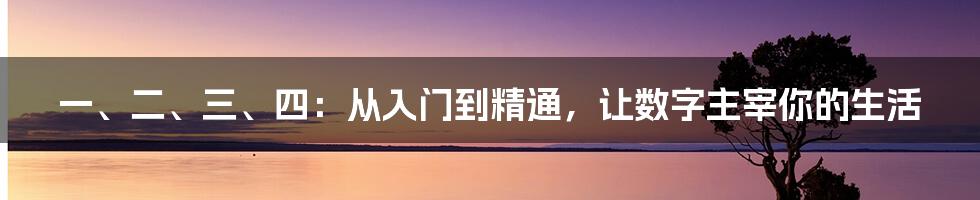 一、二、三、四：从入门到精通，让数字主宰你的生活