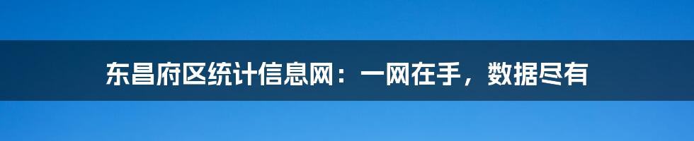 东昌府区统计信息网：一网在手，数据尽有