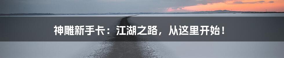 神雕新手卡：江湖之路，从这里开始！