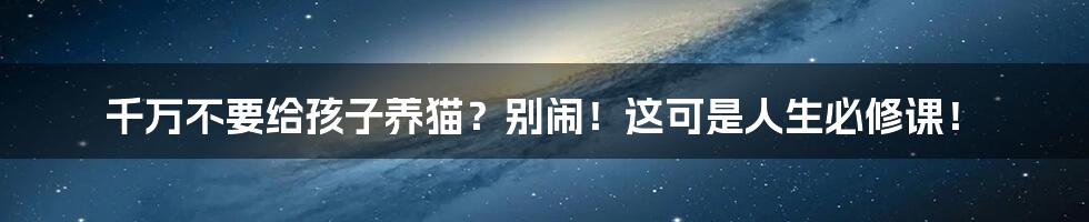 千万不要给孩子养猫？别闹！这可是人生必修课！