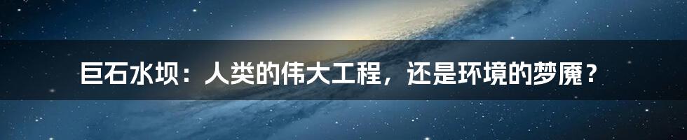 巨石水坝：人类的伟大工程，还是环境的梦魇？