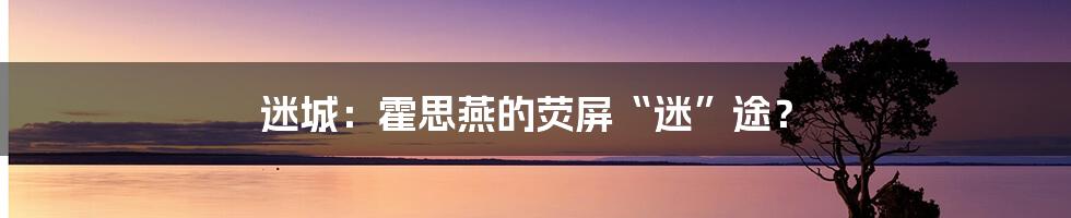 迷城：霍思燕的荧屏“迷”途？