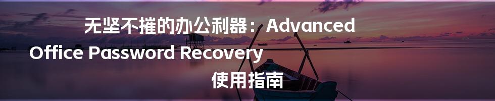 无坚不摧的办公利器：Advanced Office Password Recovery 使用指南