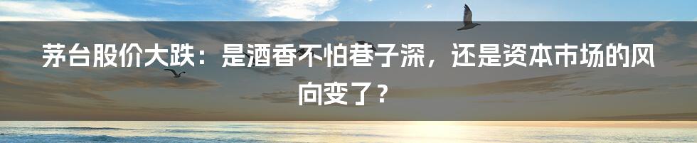 茅台股价大跌：是酒香不怕巷子深，还是资本市场的风向变了？