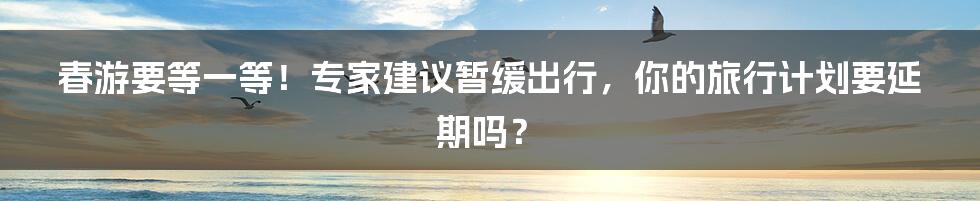 春游要等一等！专家建议暂缓出行，你的旅行计划要延期吗？