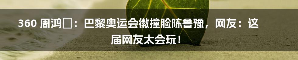 360 周鸿祎：巴黎奥运会徽撞脸陈鲁豫，网友：这届网友太会玩！