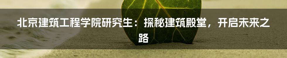 北京建筑工程学院研究生：探秘建筑殿堂，开启未来之路