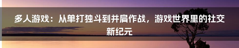 多人游戏：从单打独斗到并肩作战，游戏世界里的社交新纪元