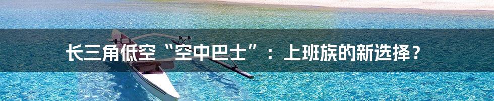 长三角低空“空中巴士”：上班族的新选择？