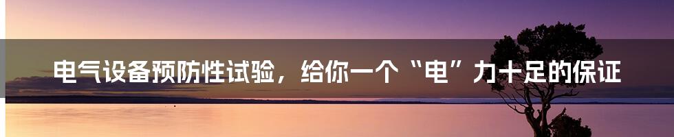 电气设备预防性试验，给你一个“电”力十足的保证