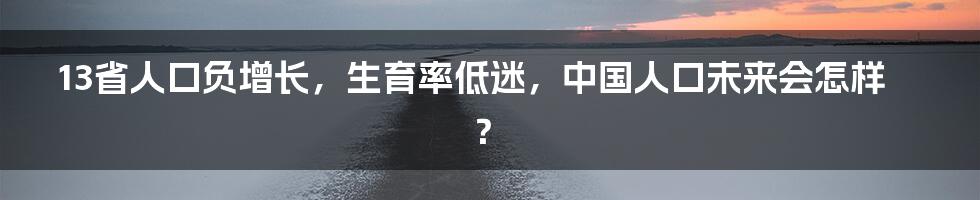 13省人口负增长，生育率低迷，中国人口未来会怎样？