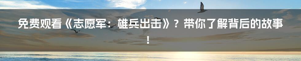 免费观看《志愿军：雄兵出击》？带你了解背后的故事！