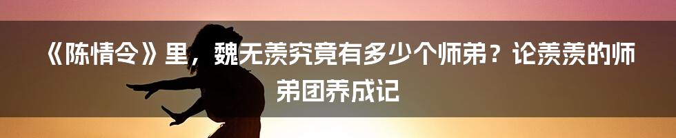 《陈情令》里，魏无羡究竟有多少个师弟？论羡羡的师弟团养成记