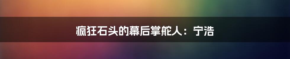 疯狂石头的幕后掌舵人：宁浩