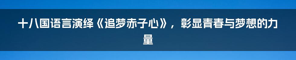 十八国语言演绎《追梦赤子心》，彰显青春与梦想的力量