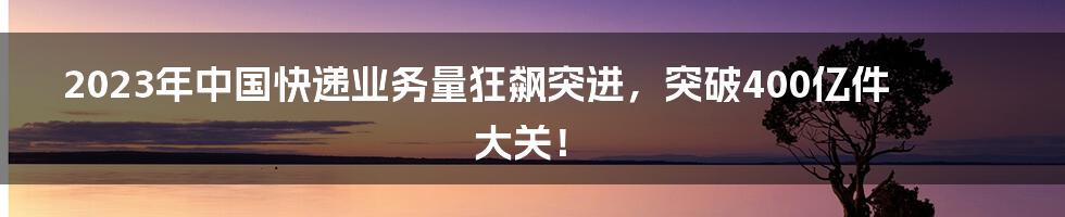 2023年中国快递业务量狂飙突进，突破400亿件大关！