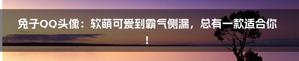 兔子QQ头像：软萌可爱到霸气侧漏，总有一款适合你！