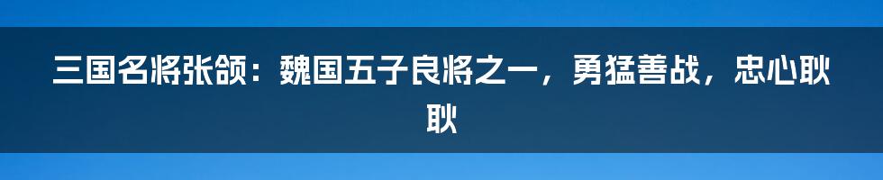 三国名将张颌：魏国五子良将之一，勇猛善战，忠心耿耿